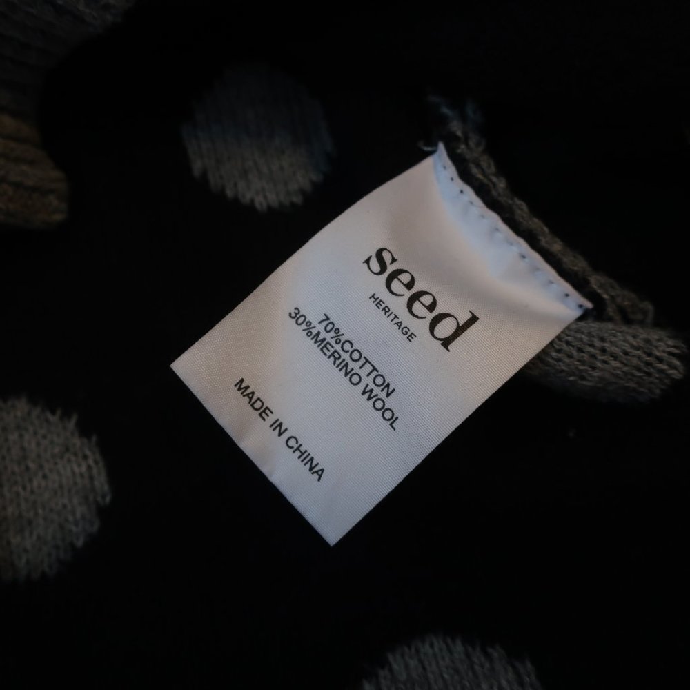 **HOST PICK** SEED WOOL/COTTON GREY MARLE CURVE HEM SPOT JUMPER SIZE XS - Picture 4 of 6